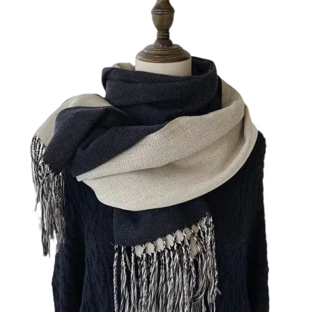 Two Tone Warm And Soft Wrapping Style Scarf