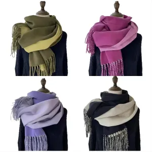 Two Tone Warm And Soft Wrapping Style Scarf