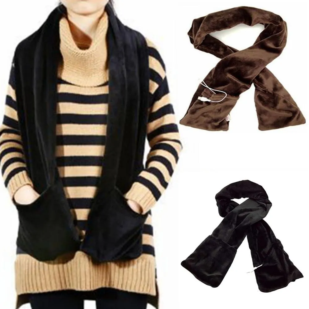 Unisex USB Heating Cold Protection Comfortable Stretch Velvet Fabric Scarfs