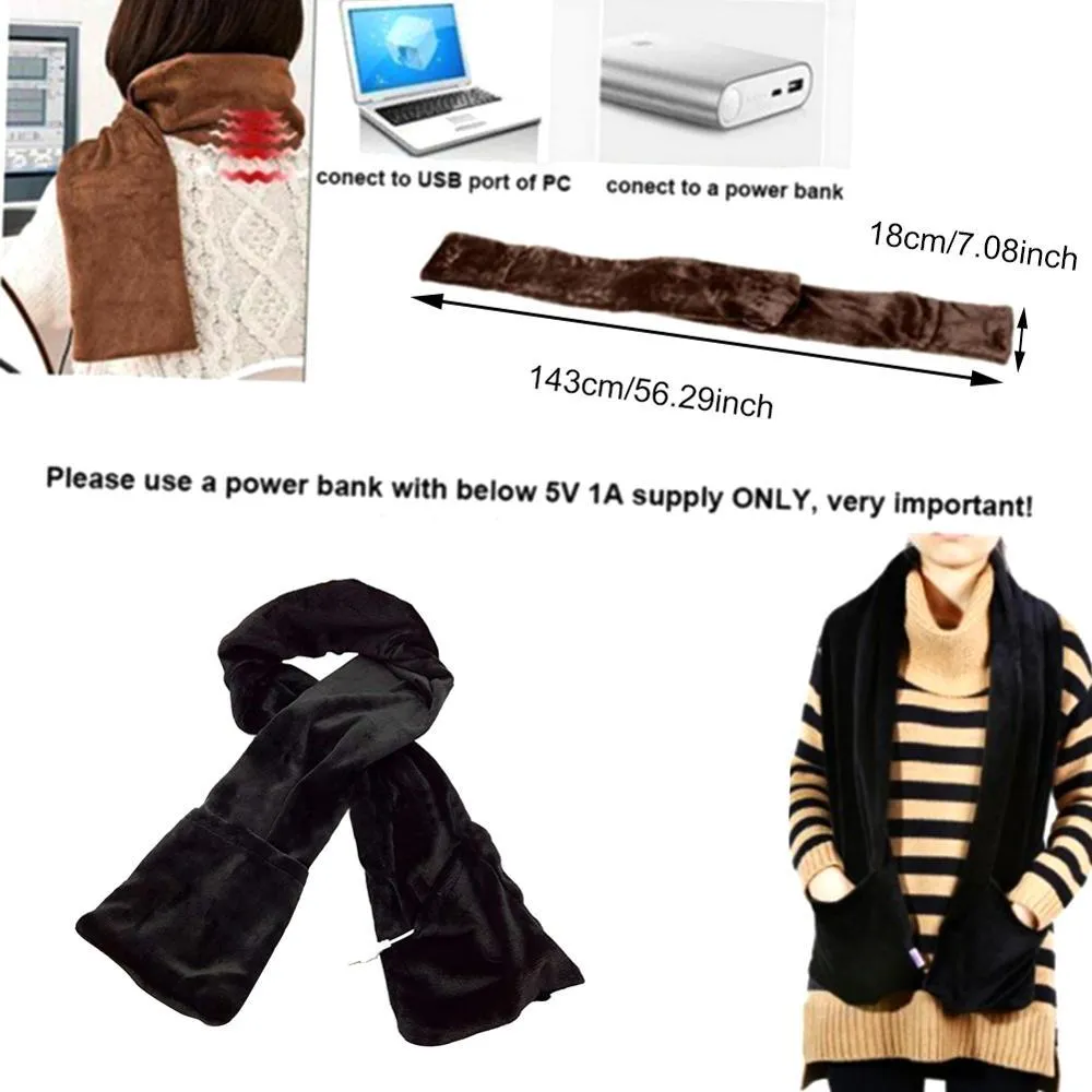 Unisex USB Heating Cold Protection Comfortable Stretch Velvet Fabric Scarfs