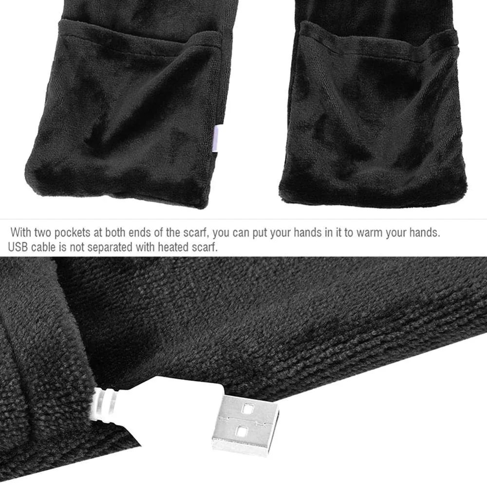 Unisex USB Heating Cold Protection Comfortable Stretch Velvet Fabric Scarfs