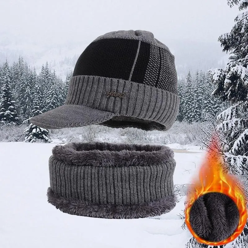 Unisex Winter Beanie Hat and Wool Scarf Caps Sets