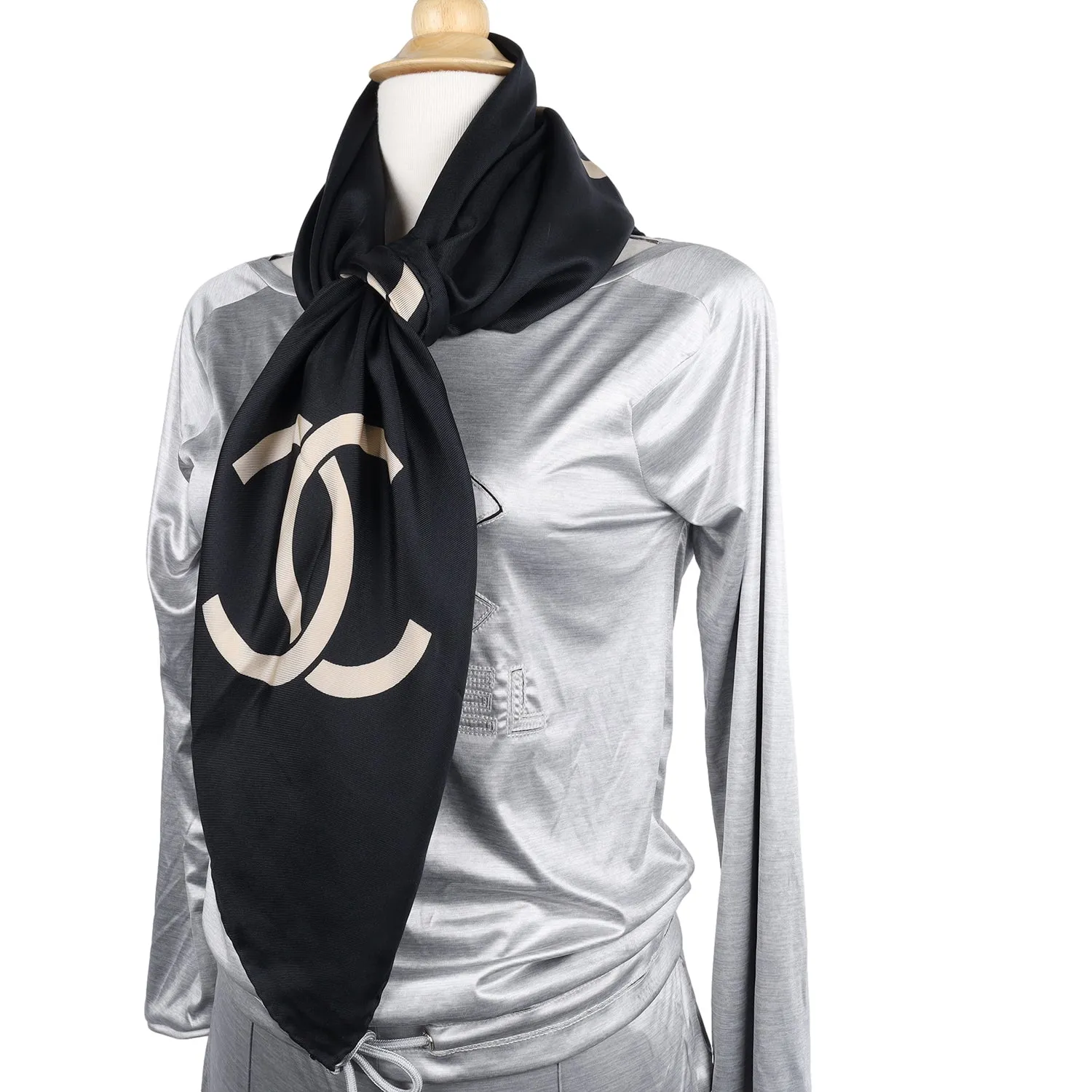 Vintage Chanel CC Logo Silk Scarf (Authentic Pre-Owned)