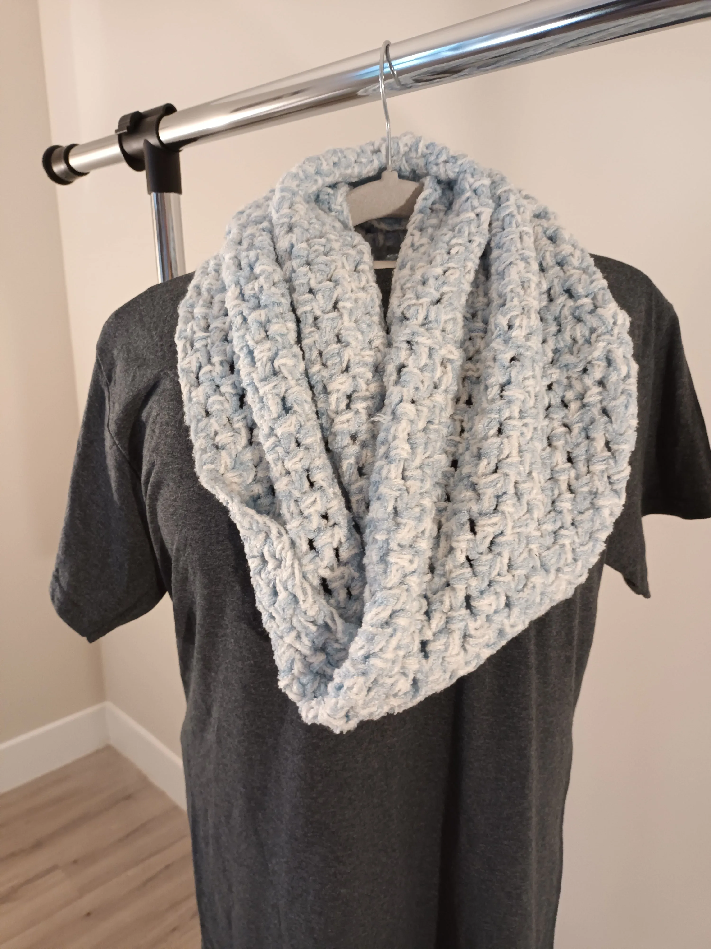 Warm, Fuzzy and extra soft infinisty scarf/collar- crochet/handmade