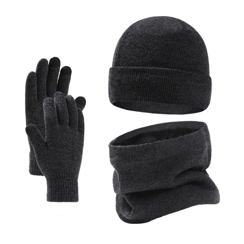 Winter warm men's hat, scarf, glove suit, knitted, thickened, fashionable and versatile