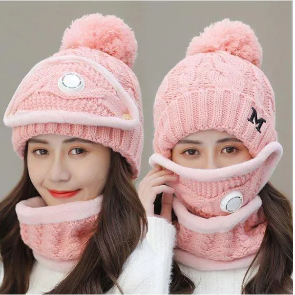 Women Knitted Beanie Set- Scarf, Mask, Winter Set